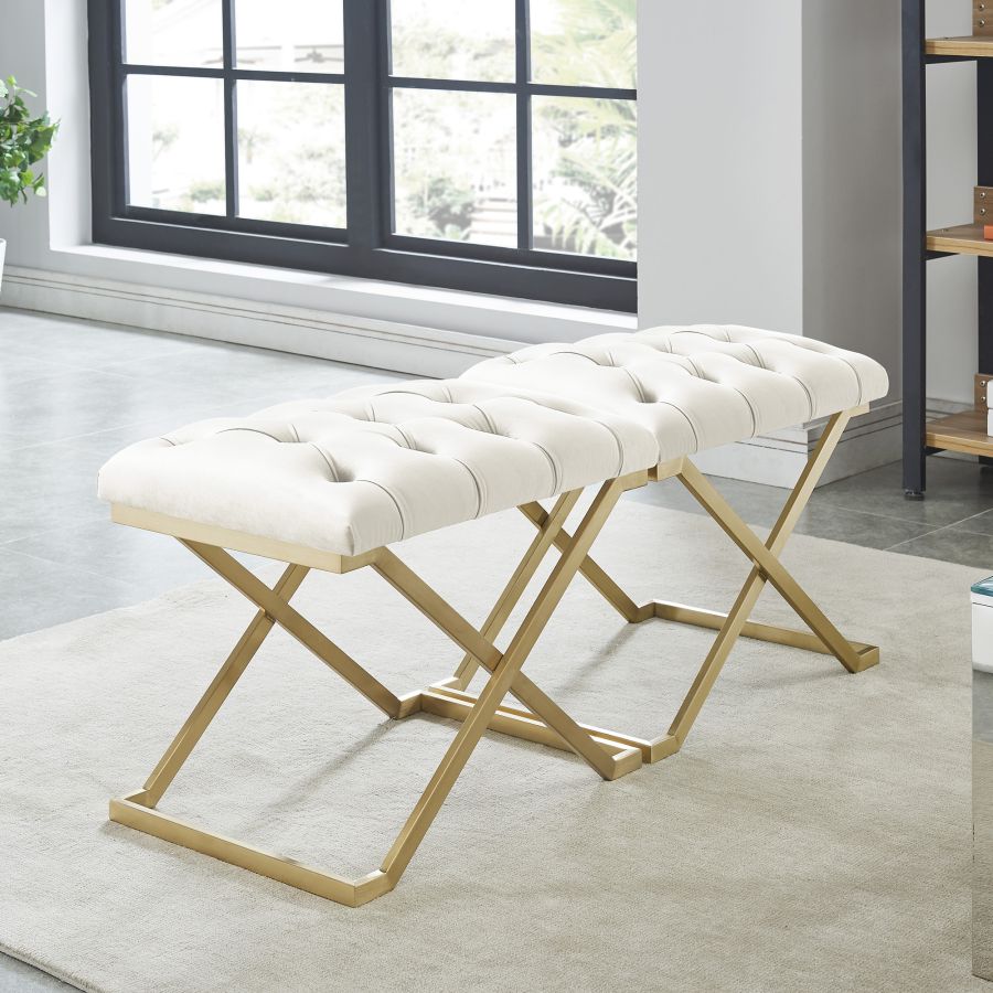 Rada Bench in Ivory/Gold 401-404IV