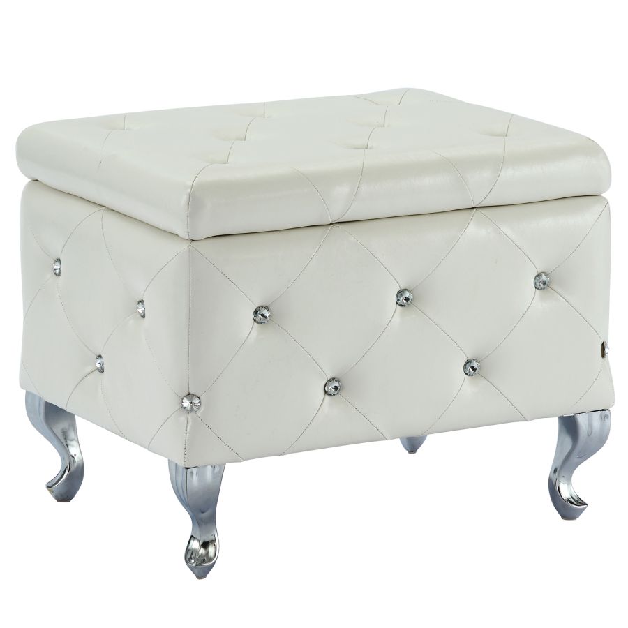 Monique Square Storage Ottoman in White 402-130SM-WT