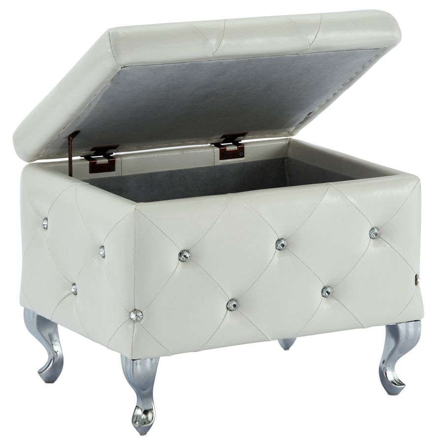 Monique Square Storage Ottoman in White 402-130SM-WT