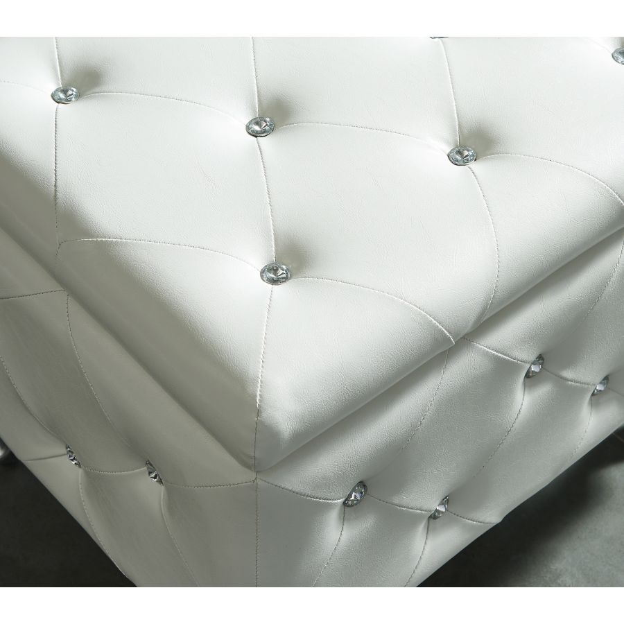 Monique Square Storage Ottoman in White 402-130SM-WT
