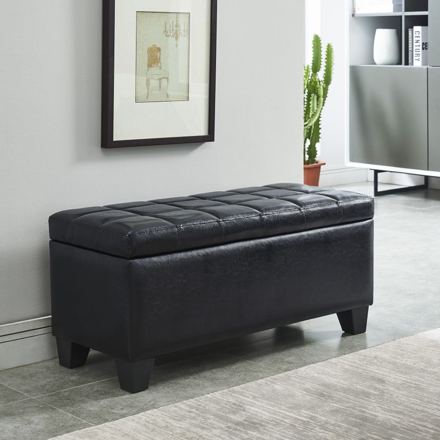 Winston Rectangular Storage Ottoman in Black 402-257BK