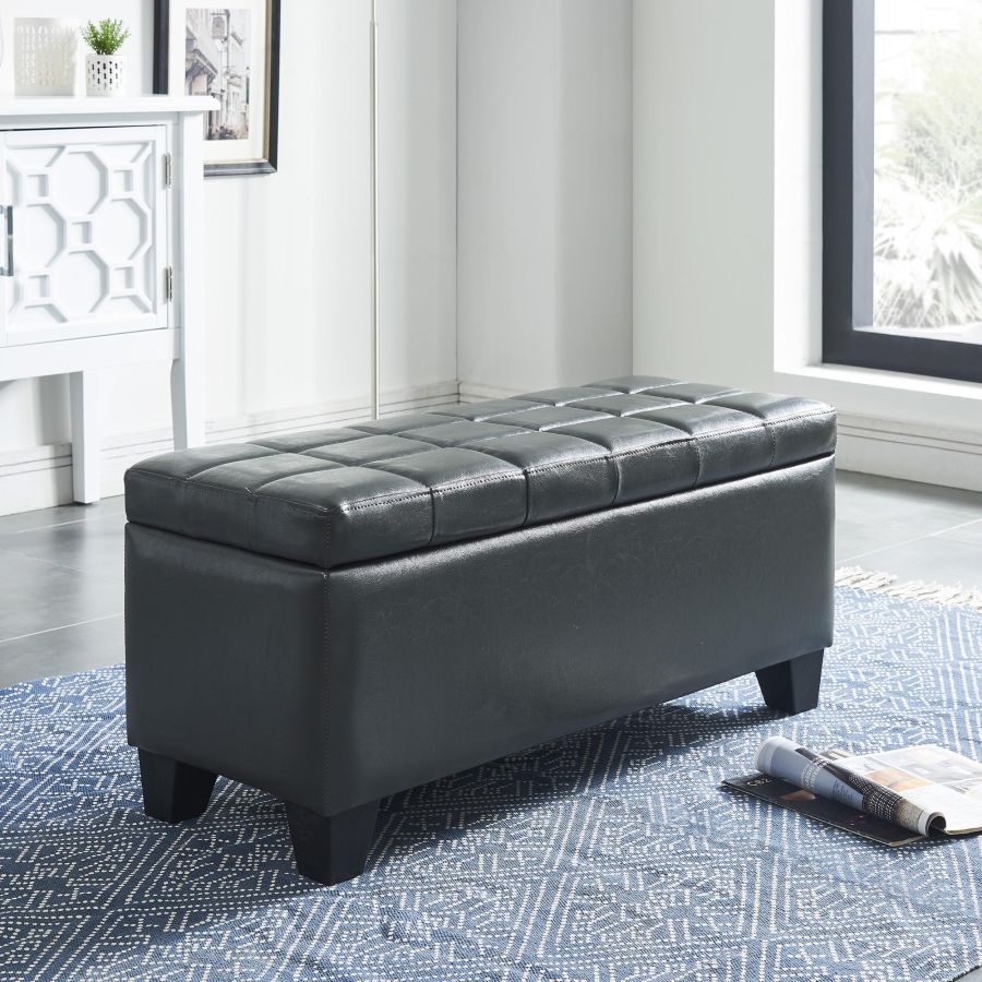 Winston Rectangular Storage Ottoman in Grey 402-257GY