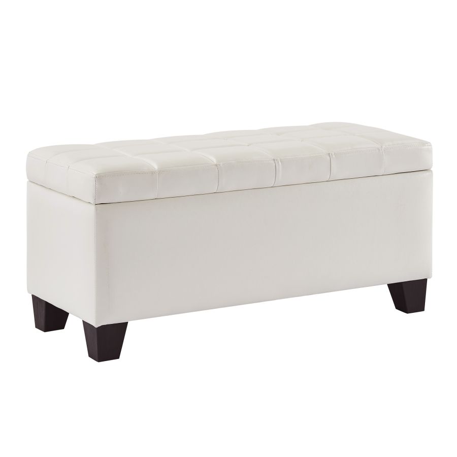 Winston Rectangular Storage Ottoman in White 402-257WT