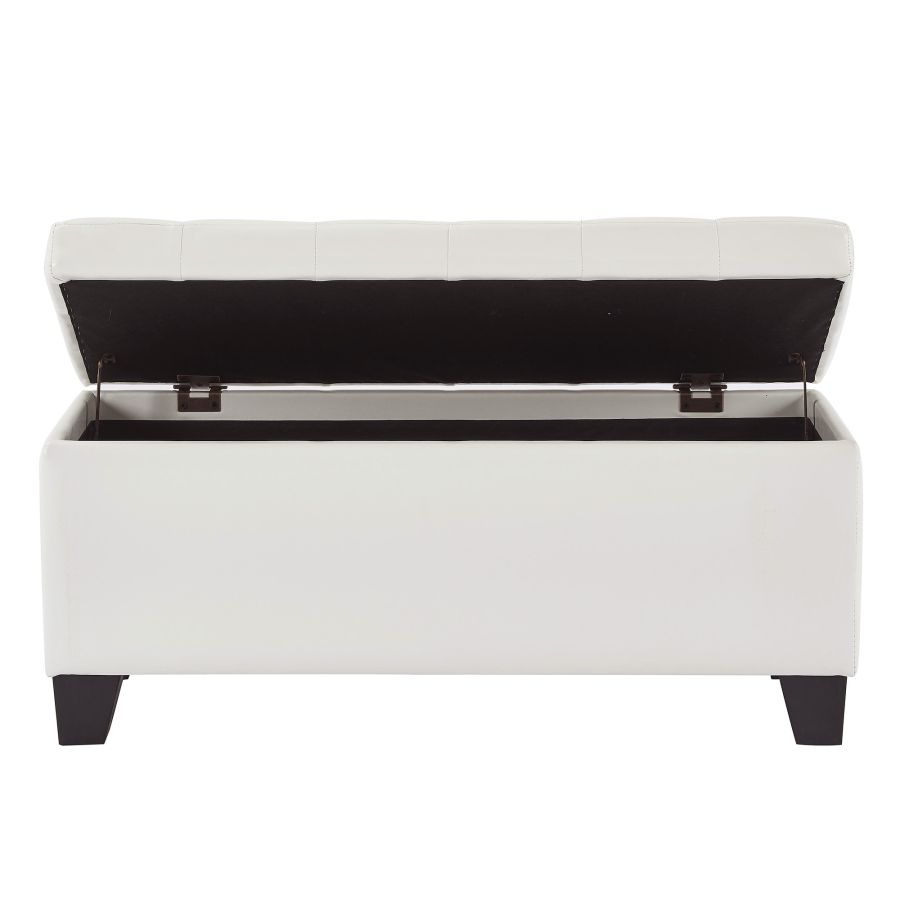 Winston Rectangular Storage Ottoman in White 402-257WT