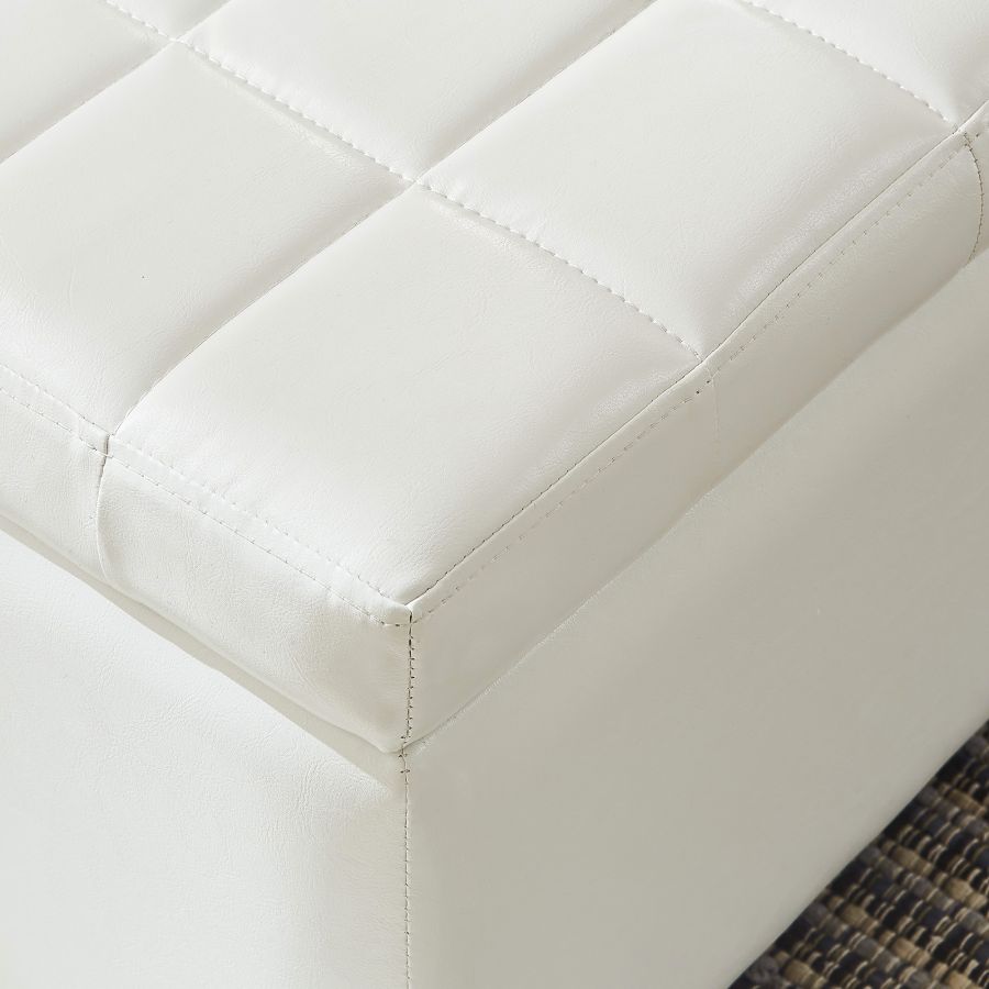 Winston Rectangular Storage Ottoman in White 402-257WT