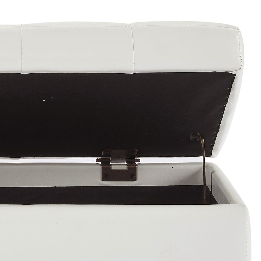 Winston Rectangular Storage Ottoman in White 402-257WT
