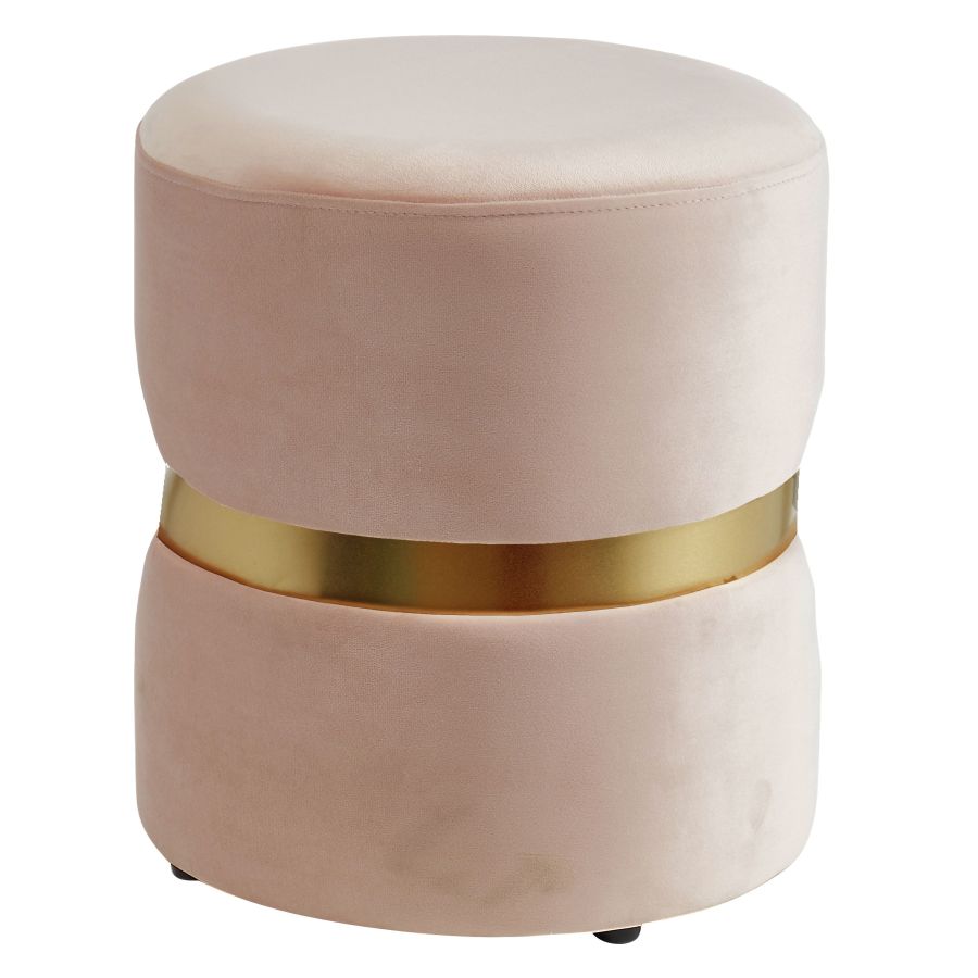 Violet Round Ottoman in Blush Pink and Aged Gold 402-507PK