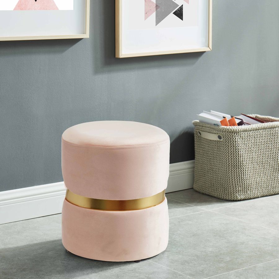 Violet Round Ottoman in Blush Pink and Aged Gold 402-507PK