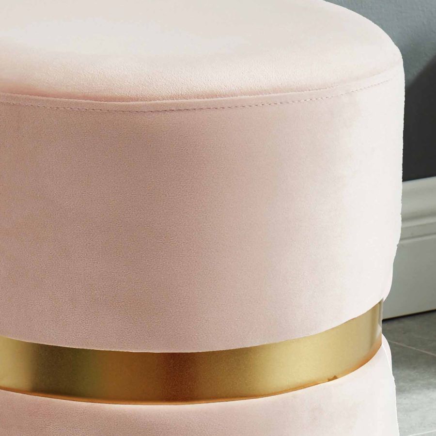 Violet Round Ottoman in Blush Pink and Aged Gold 402-507PK