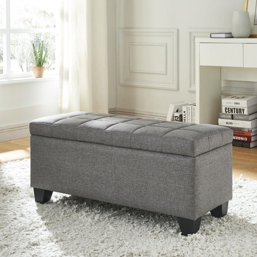 Lila Rectangular Storage Ottoman in Grey 402-777GY