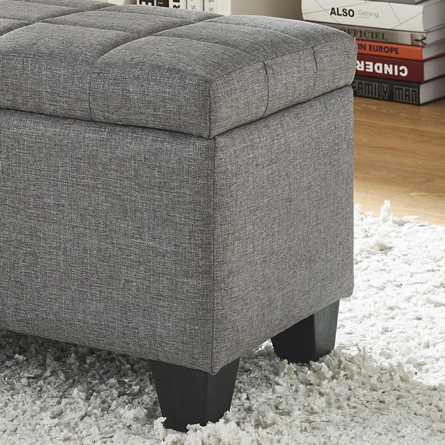 Lila Rectangular Storage Ottoman in Grey 402-777GY
