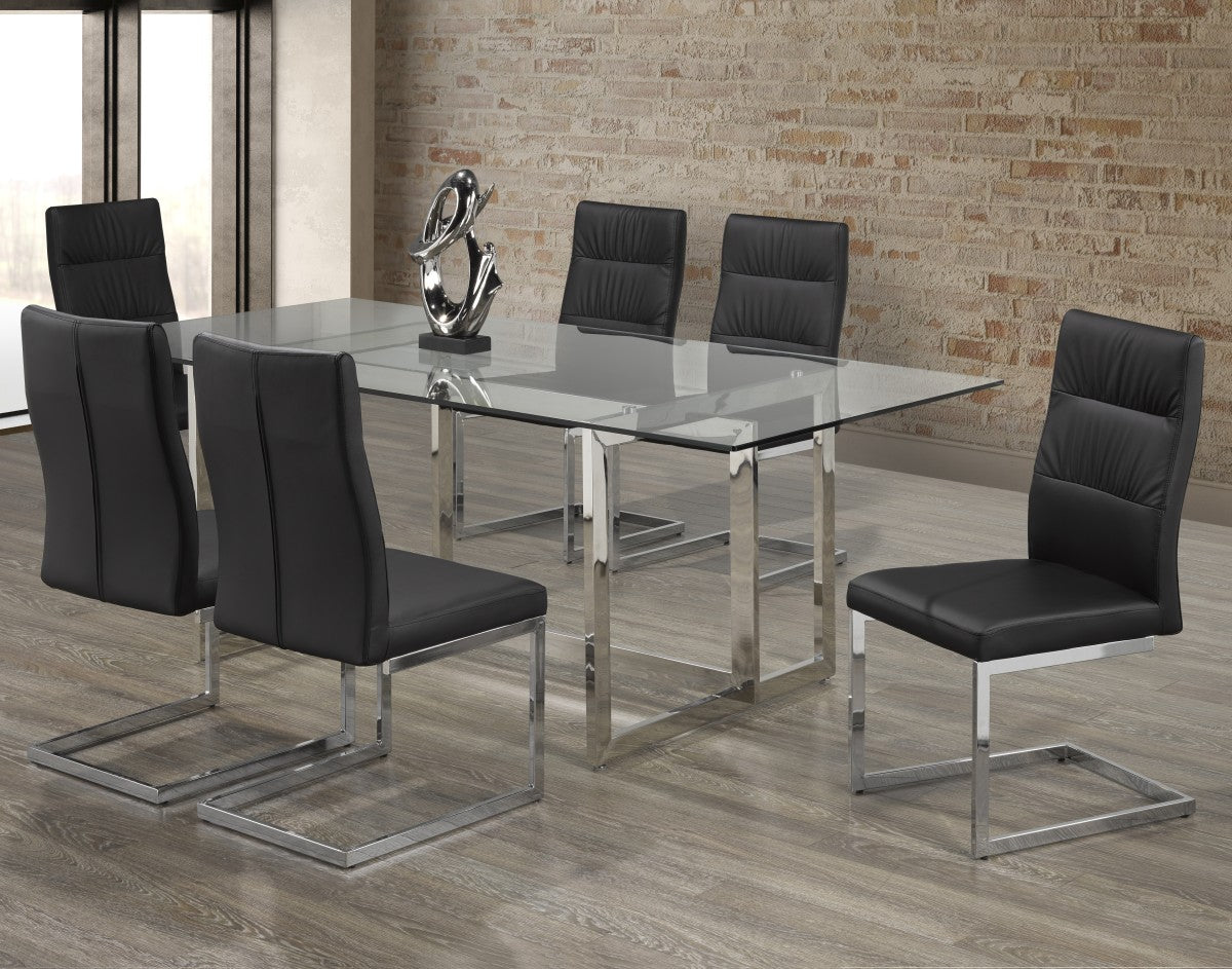Braxton Black Rectangular Glass Dining Table With 6 Chairs 5002