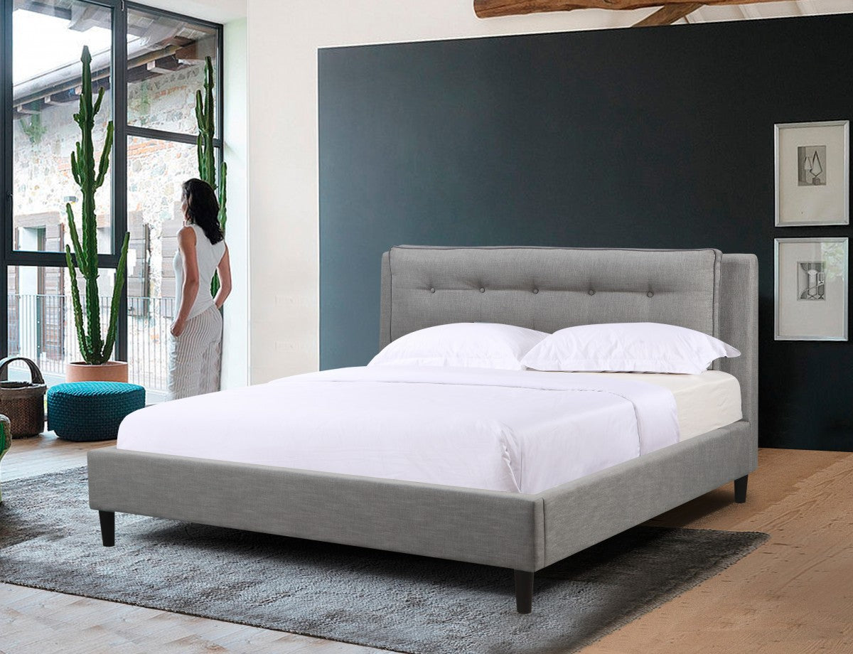Tufted Upholstered Platform Bed Grey ZX-363 GR
