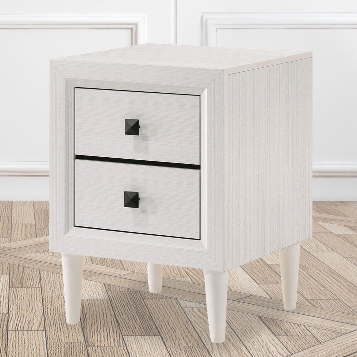 Pritti Nightstand with Two Drawers White 4593 (OPEN BOX)