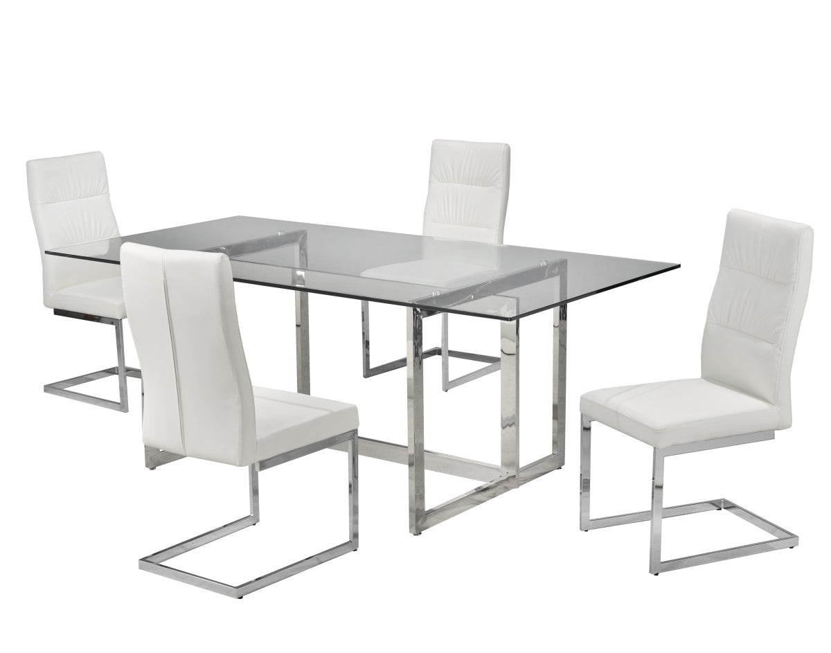 White Rectangular Dining Table With 4 Chairs 5004