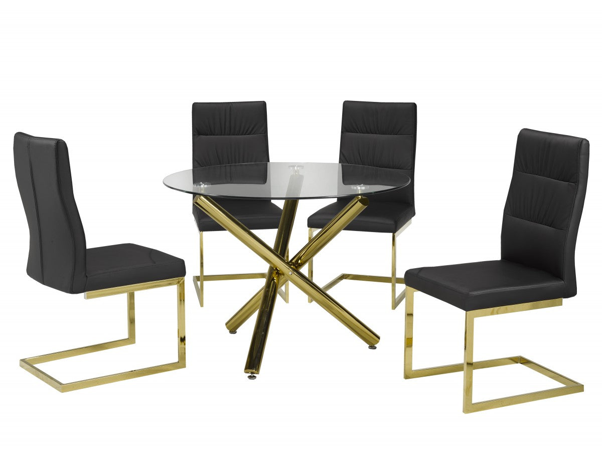 Modern Circular Dining Table With 4 Chairs Black 4194