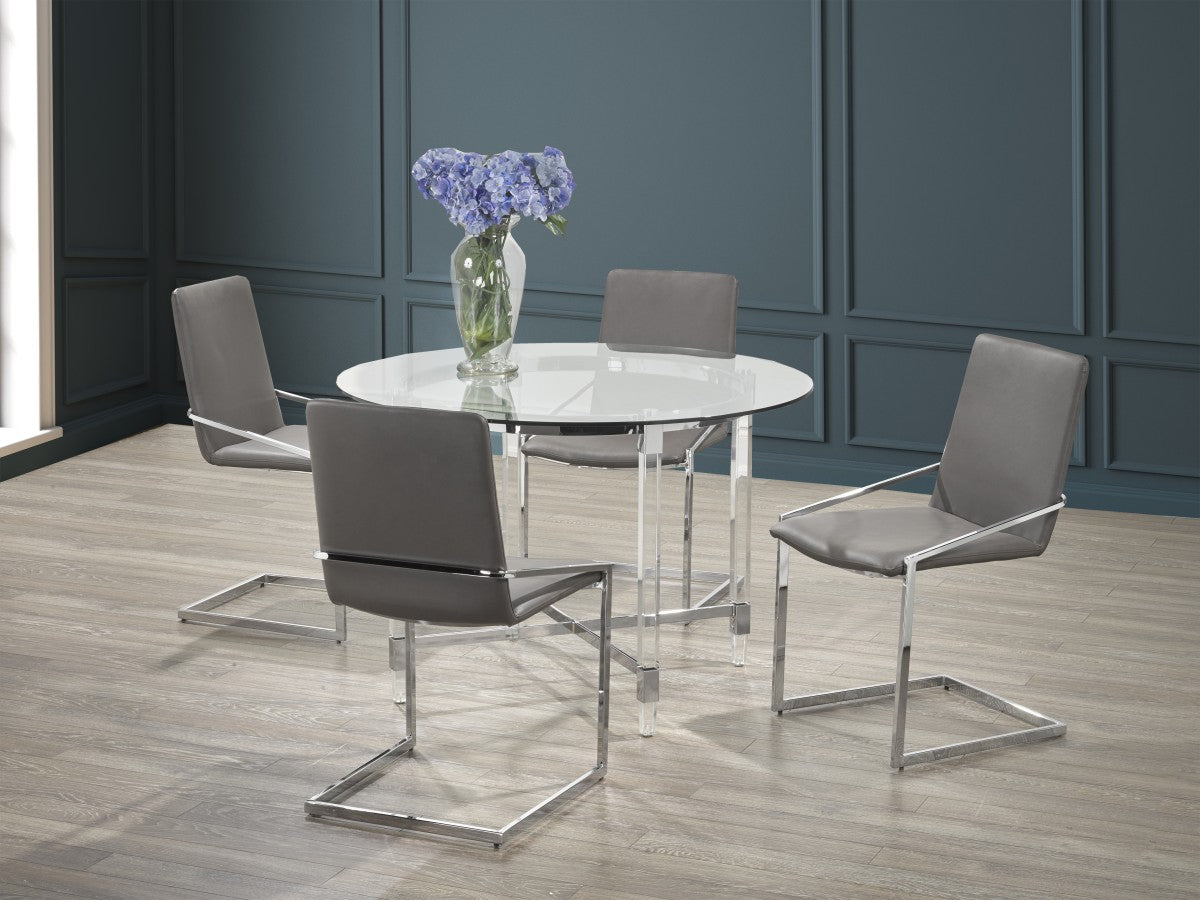 Round Dining Table With 4 Grey Chairs 61534