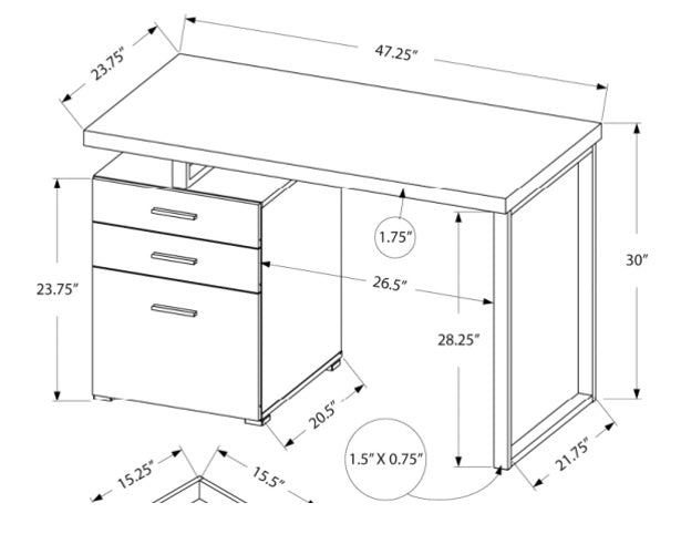 White Desk 2196-WH