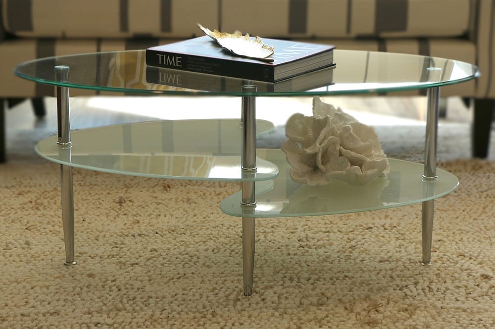 Glass Coffee Table With Chrome Legs T5002