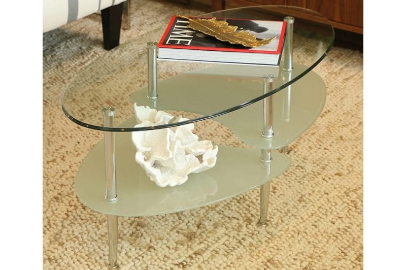 Glass Coffee Table With Chrome Legs T5002