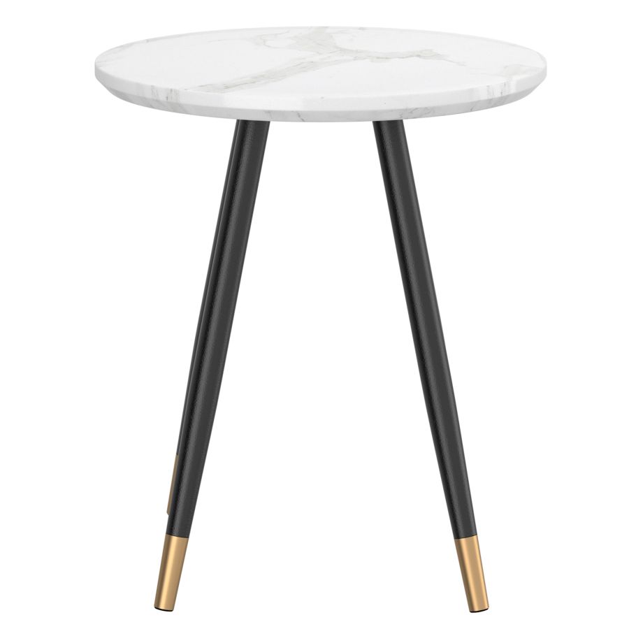 Emery Round Accent Table in White and Black 501-294WT
