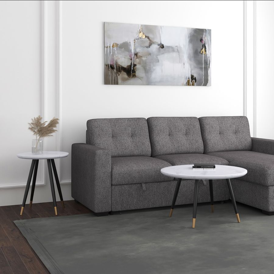 Emery Round Accent Table in White and Black 501-294WT