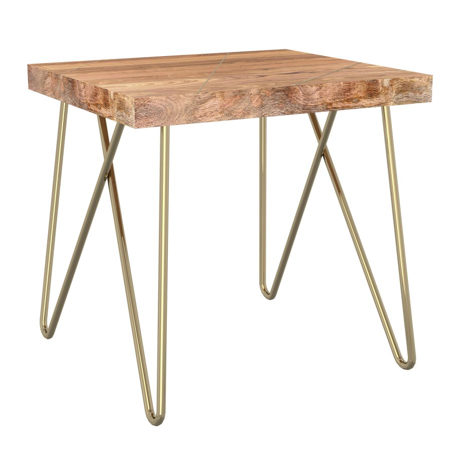 Madox Accent Table in Natural and Aged Gold 501-527NT