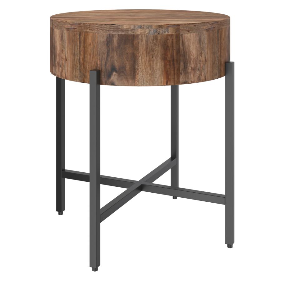 Blox Round Accent Table in Natural and Black 501-528NAT