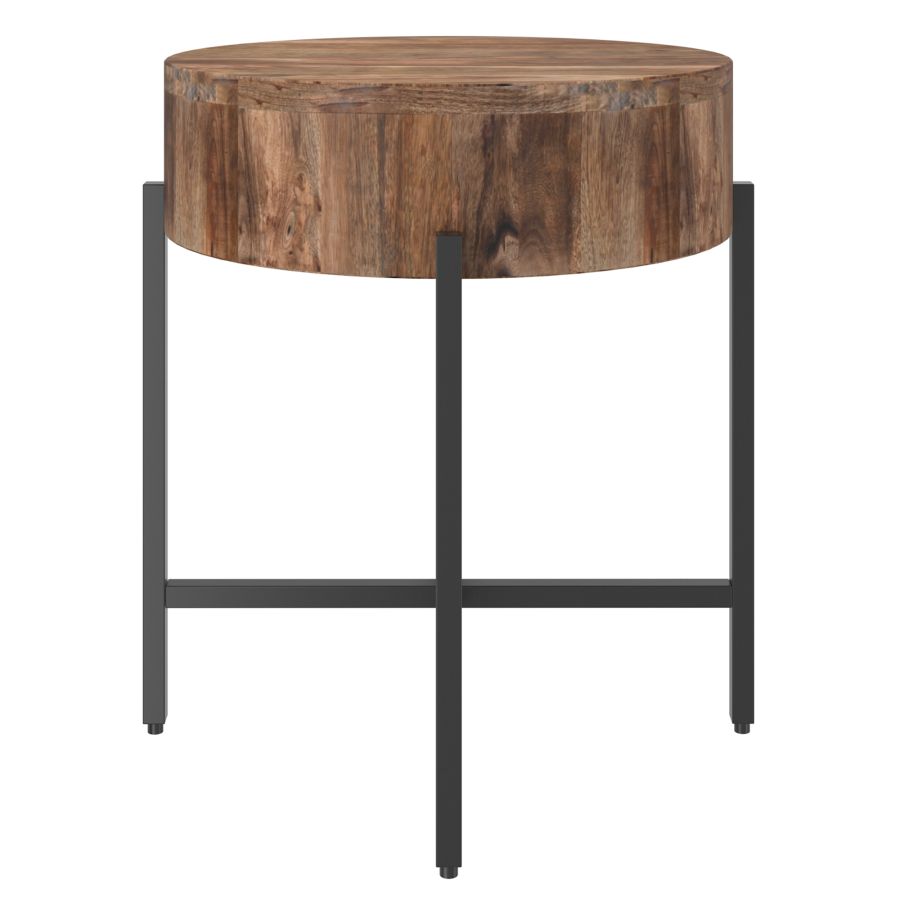 Blox Round Accent Table in Natural and Black 501-528NAT
