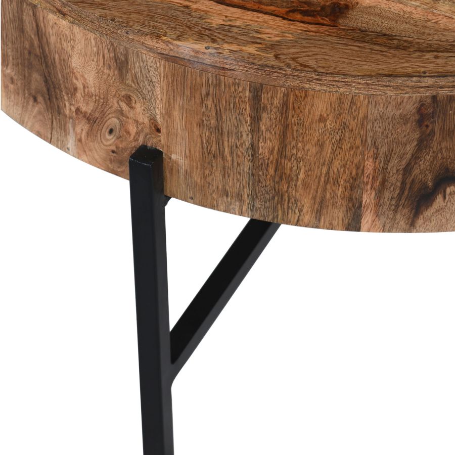 Blox Round Accent Table in Natural and Black 501-528NAT