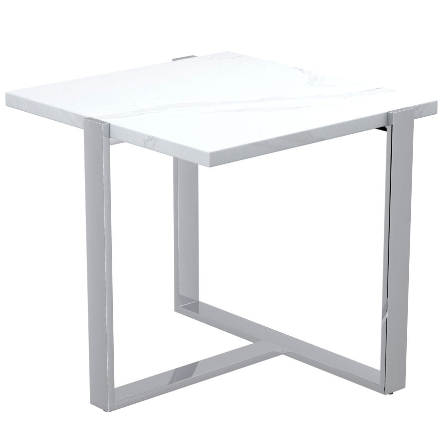 Veno Accent Table in White and Silver 501-624WT_CH