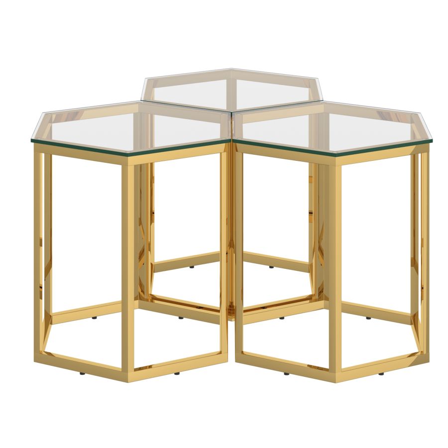 Fleur 3pc Accent Table Set in Gold 501-635GL-3