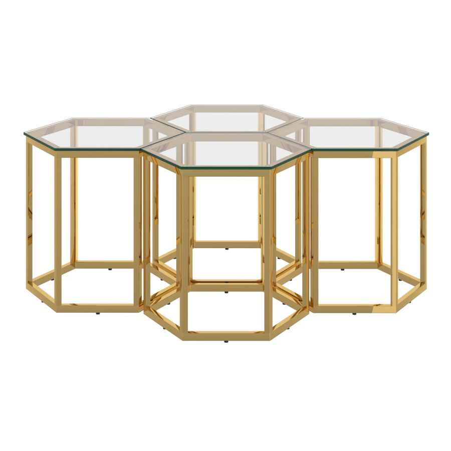 Fleur 4pc Accent Table Set in Gold 501-635GL-4