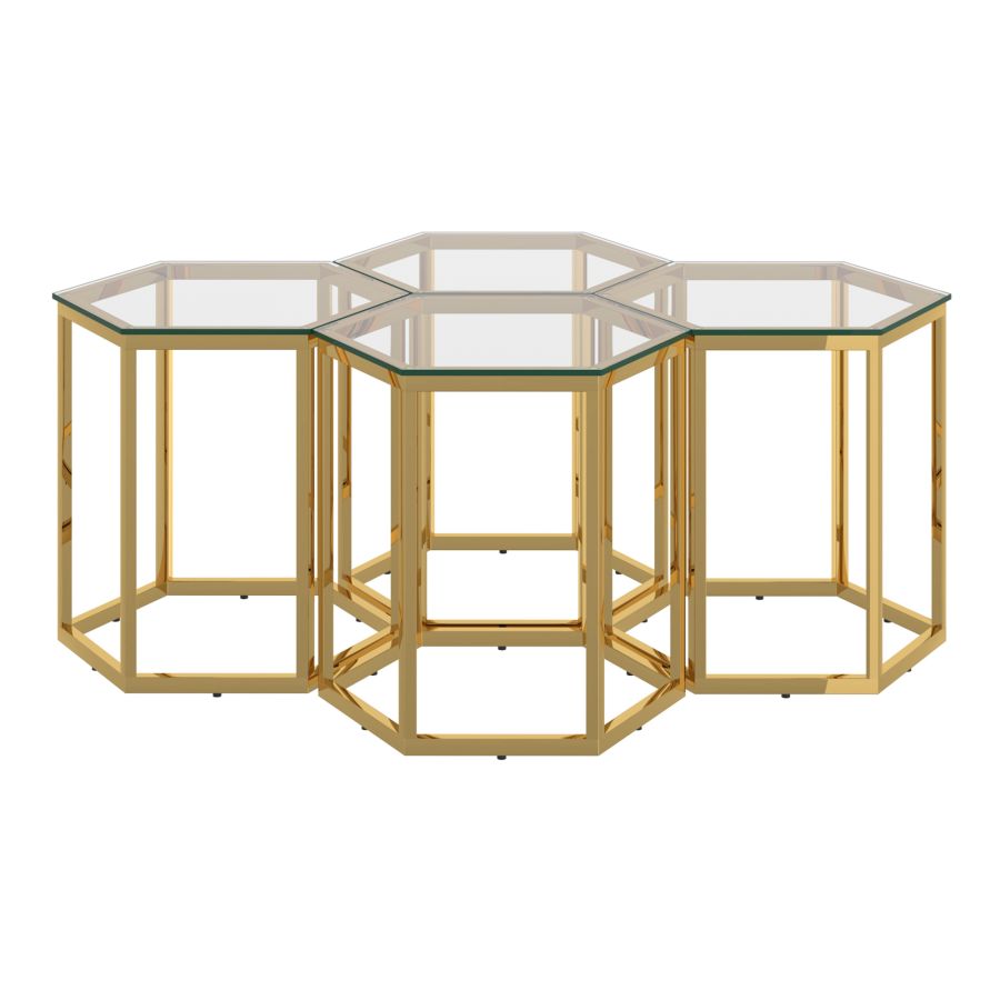 Fleur 4pc Accent Table Set in Gold 501-635GL-4