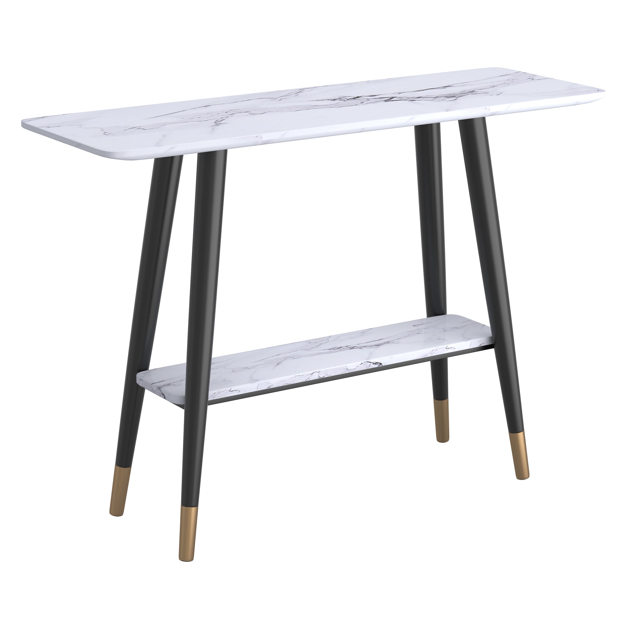Emery 2-Tier Console Table in White Faux Marble 502-294WT