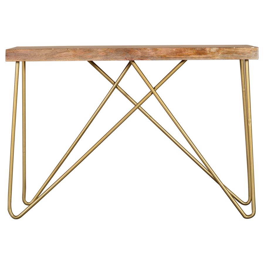 Madox Console Table in Natural and Aged Gold 502-527NT