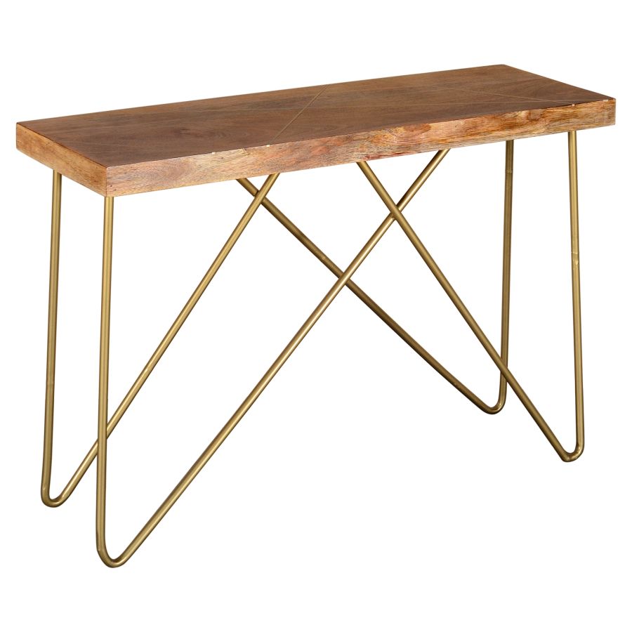 Madox Console Table in Natural and Aged Gold 502-527NT