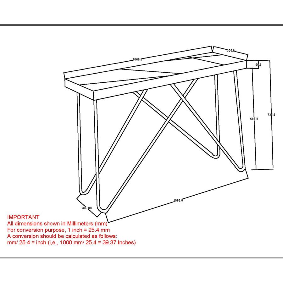Madox Console Table in Natural and Aged Gold 502-527NT