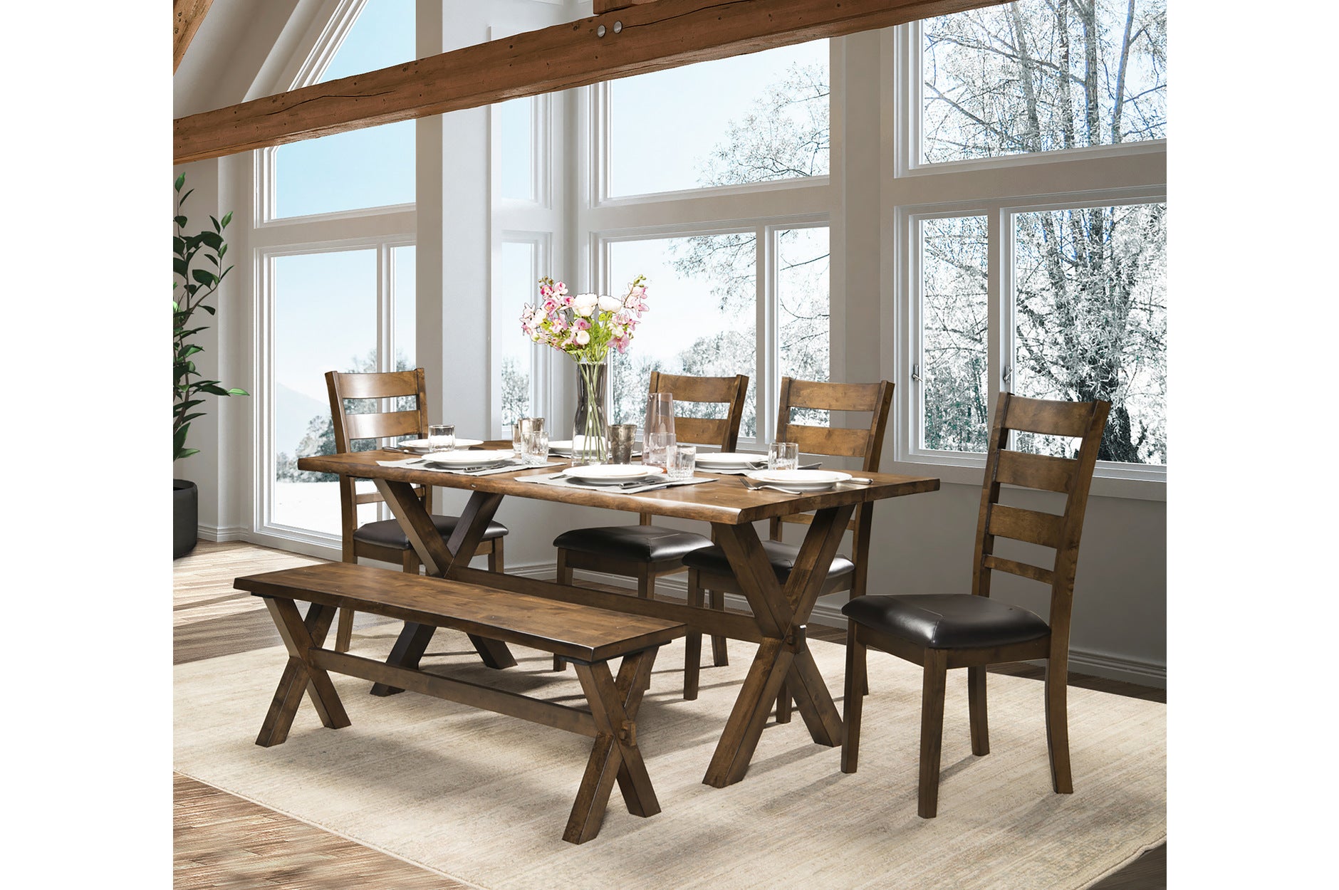 Sansa Warm Oak Finish Wooden Dining Table 5020