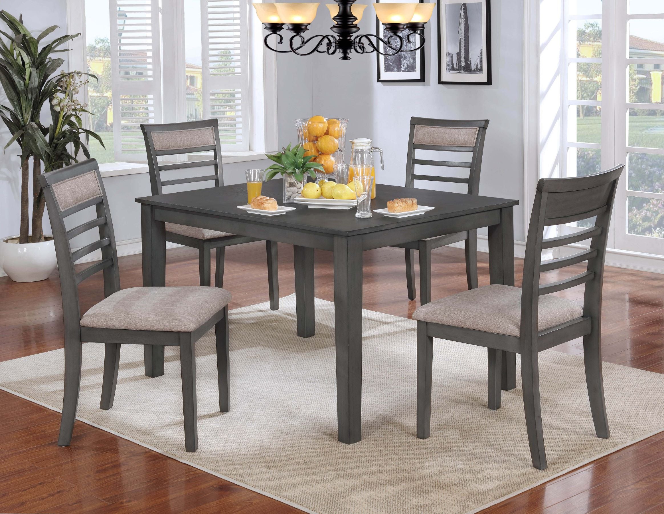 Dahlia Dining Table with 4 Chairs Grey 5201