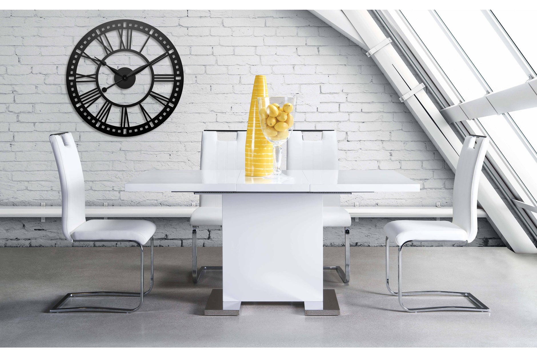 Standa Lacquer Dining Set White 5433N/738S4