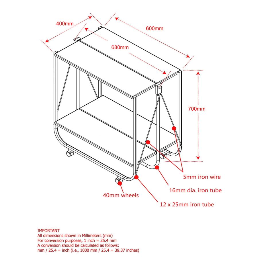 Sumi 2-tier Folding Bar Cart in White and Chrome