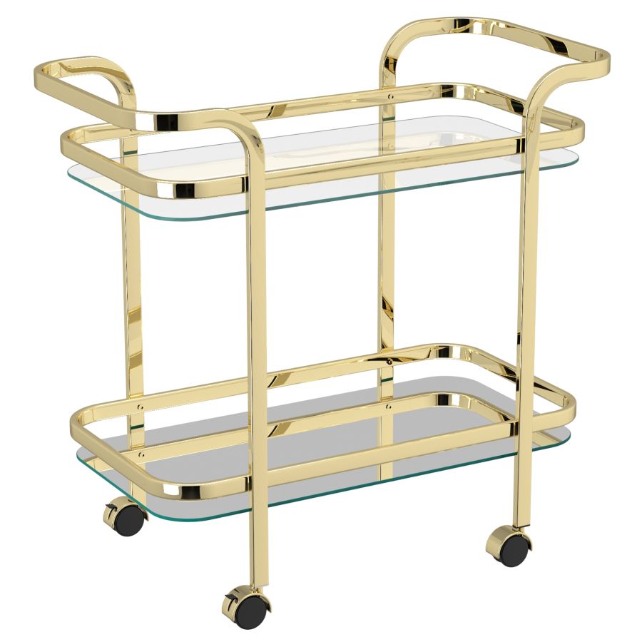 Zedd 2-Tier Bar Cart in Polished Gold 556-218BR