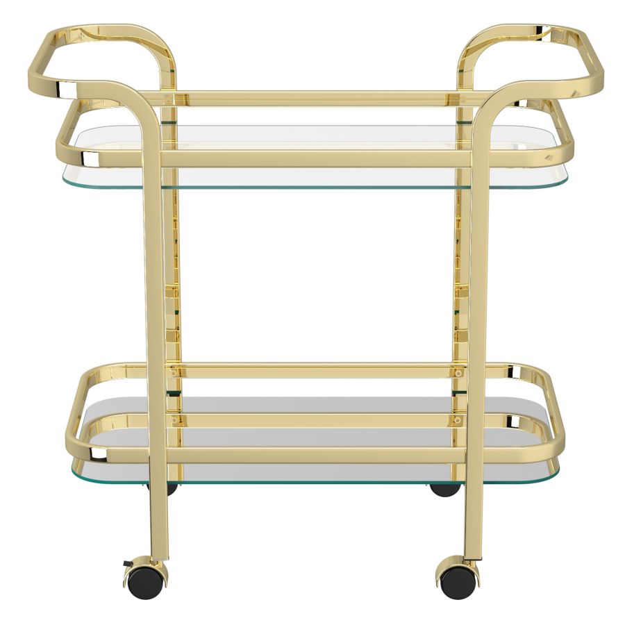 Zedd 2-Tier Bar Cart in Polished Gold 556-218BR