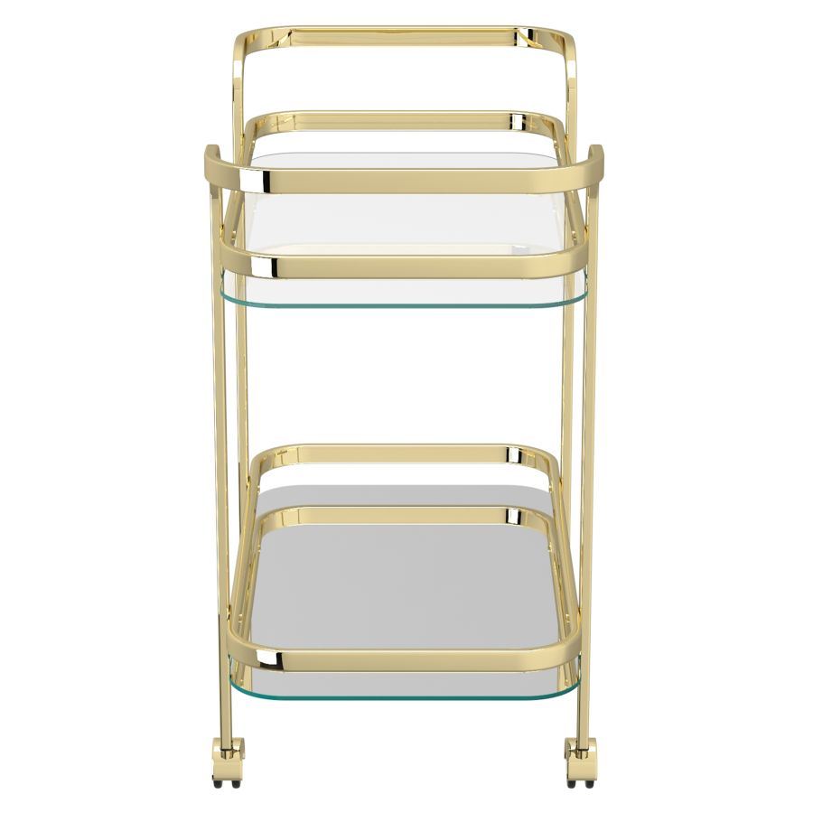 Zedd 2-Tier Bar Cart in Polished Gold 556-218BR