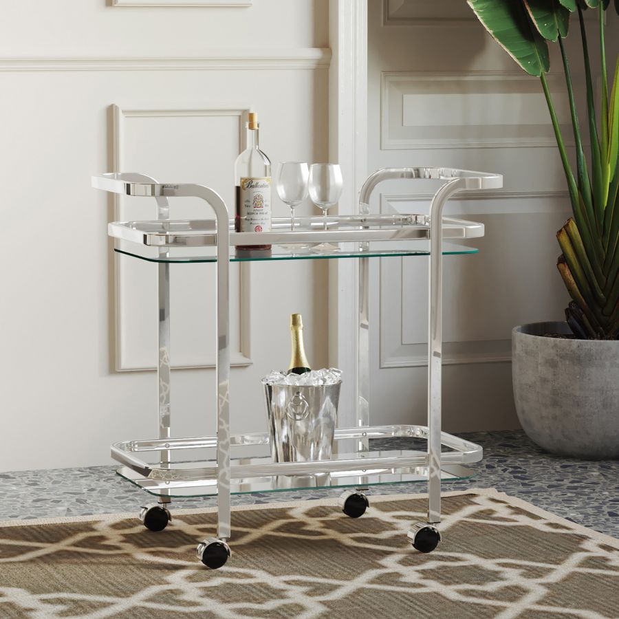 Zedd 2-Tier Bar Cart in Chrome 556-218CH