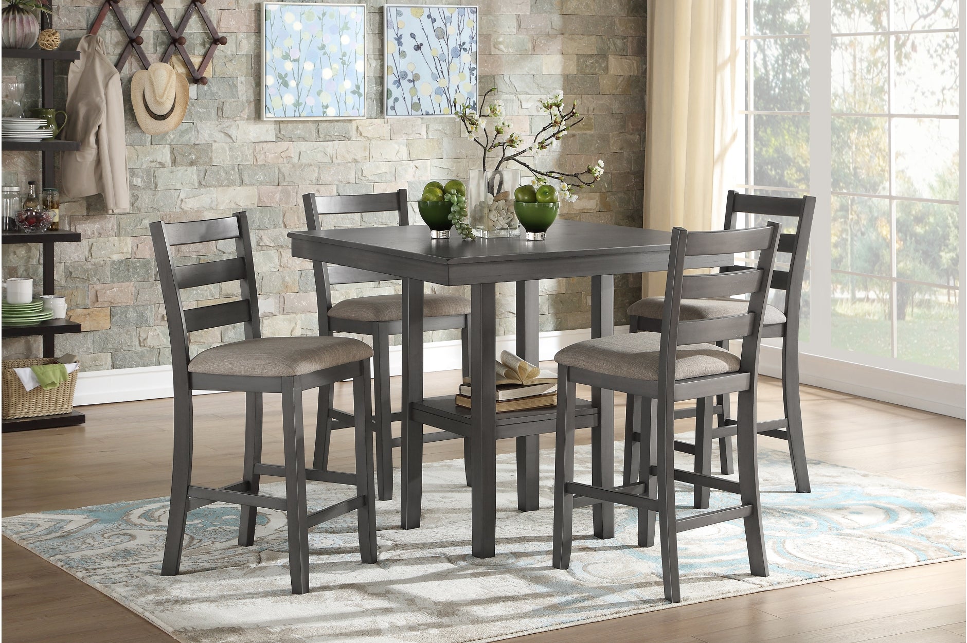 Sharon Wooden Counter Height 5PC Set Grey 5659-36
