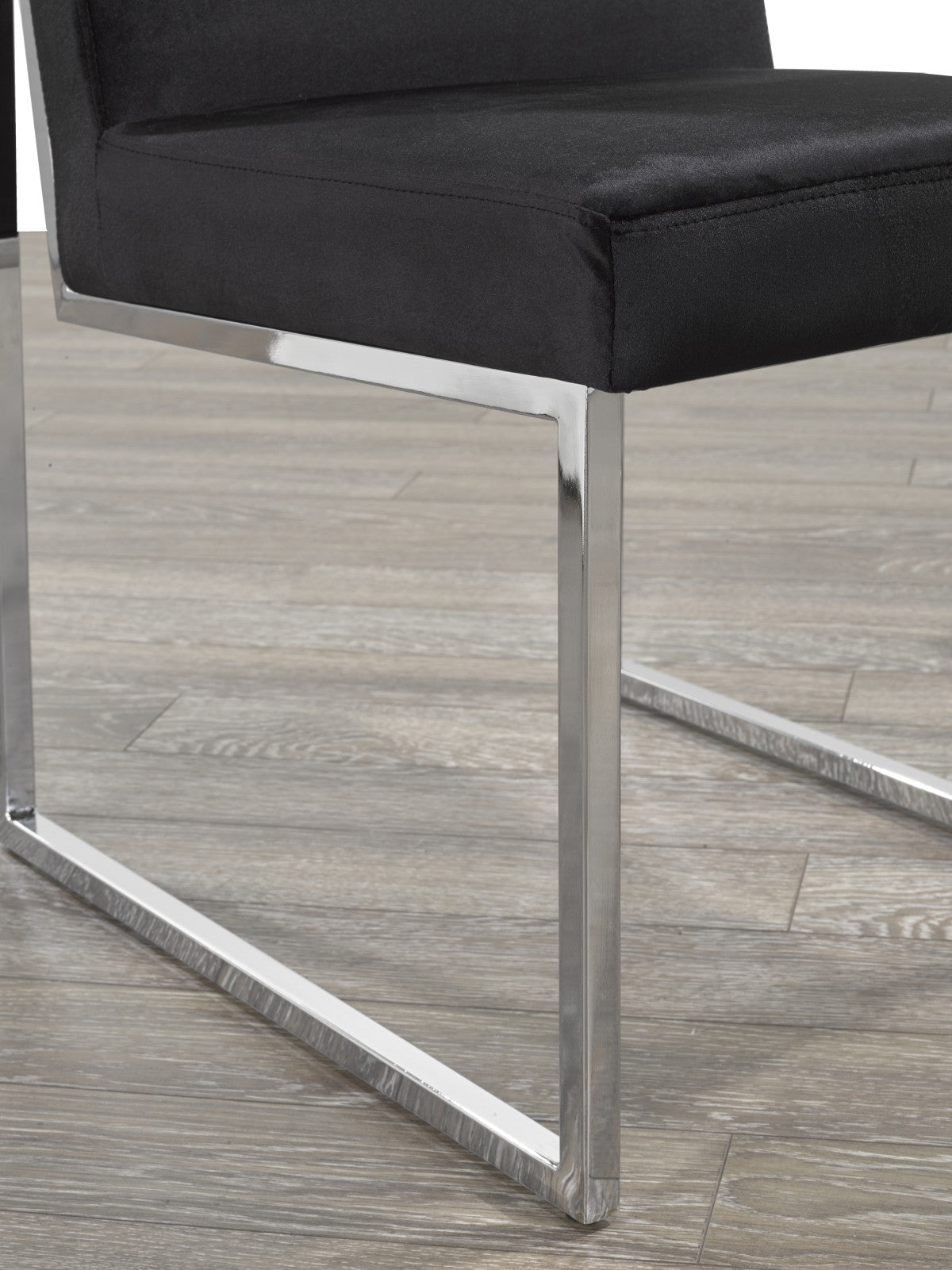 Black Fabric Dining Chair with Chrome Legs Set Of 2 3656-CF BLK