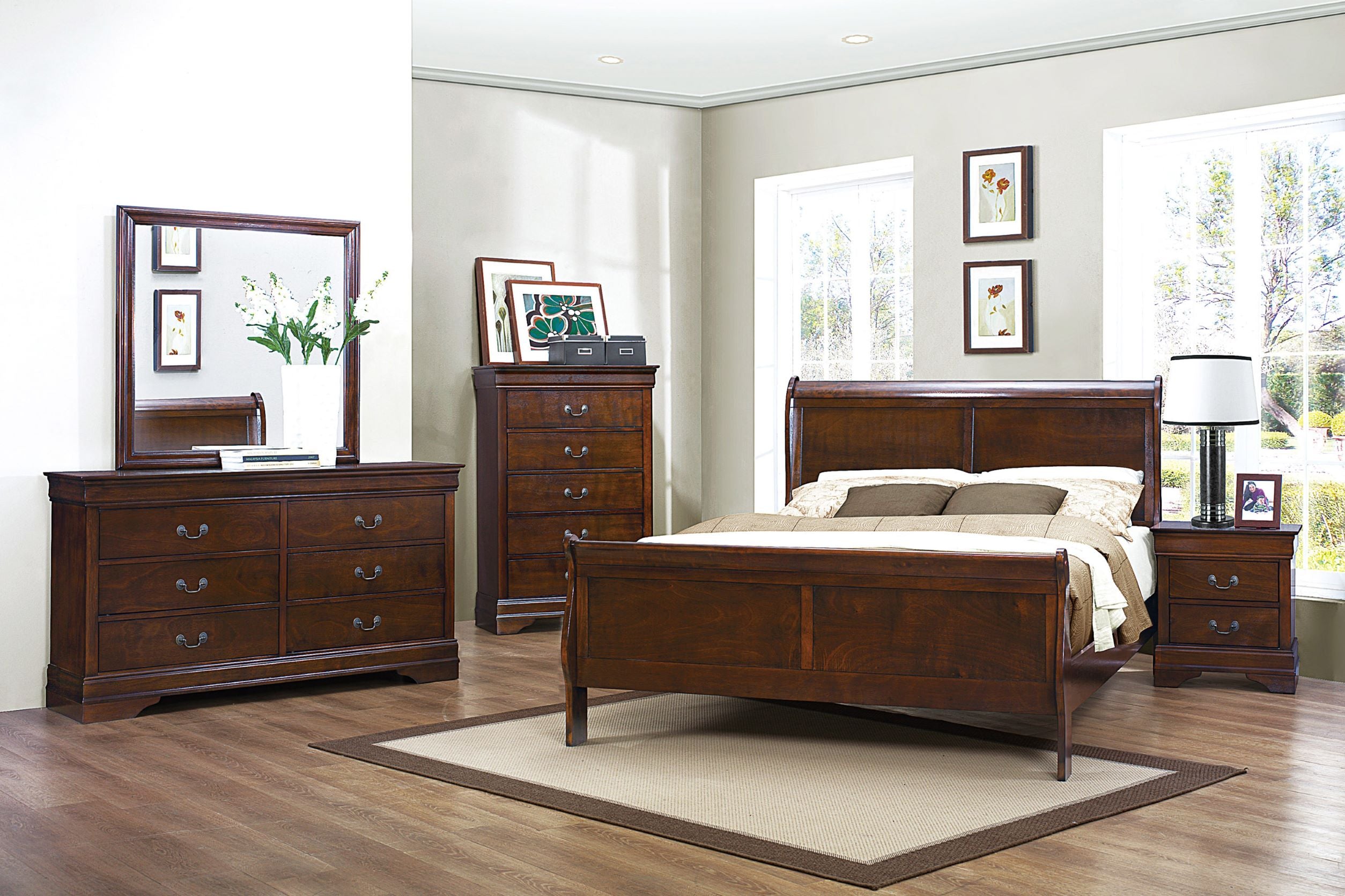 Mayville Wooden Bedroom Set Brown Cherry 2147