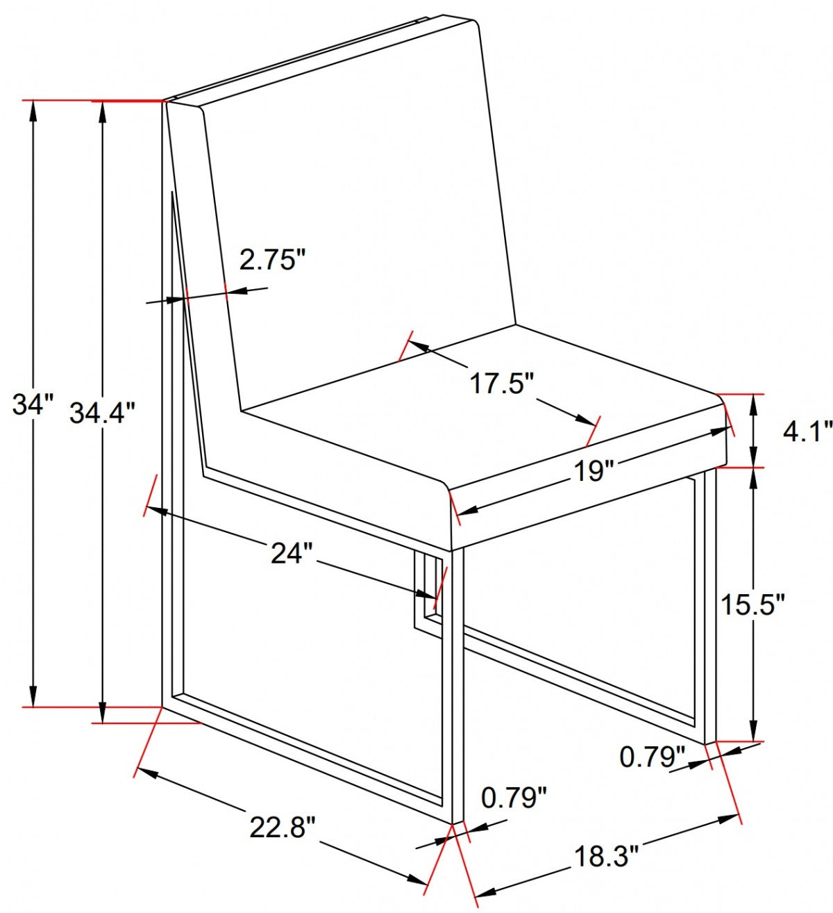 Black Fabric Dining Chair with Chrome Legs Set Of 2 3656-CF BLK